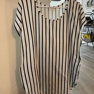 Free Kisses Black and White Striped Short Sleeve Top